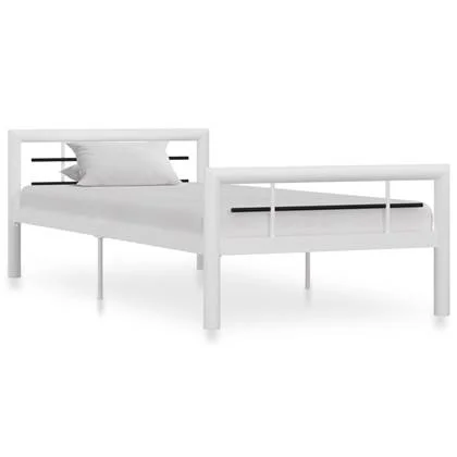 vidaXL Bedframe Wit en zwart 90 x 200 cm