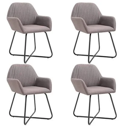 vidaXL Eetkamerstoelen 4 st stof taupe