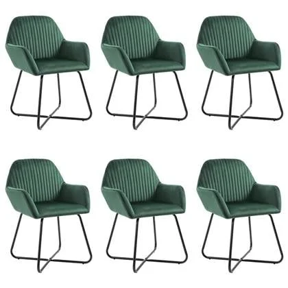 vidaXL Eetkamerstoelen 6 st fluweel groen