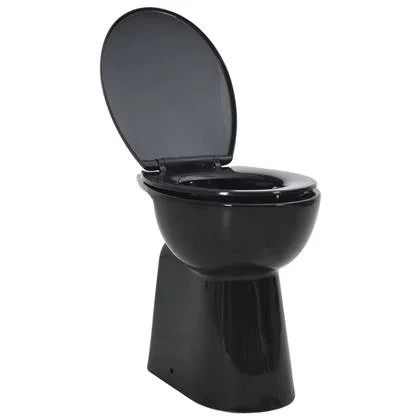 vidaXL Toilet verhoogd 7 cm soft-close randloos keramiek zwart