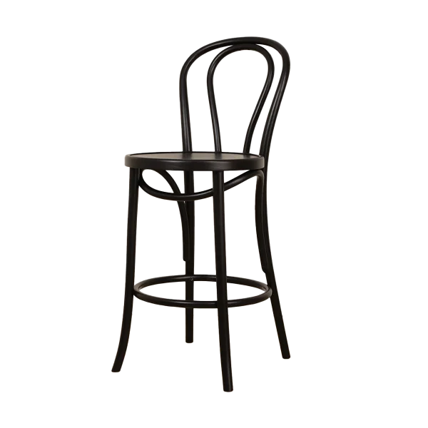 Vienna Thonet No. 18 houten barkruk black stained - 65 cm