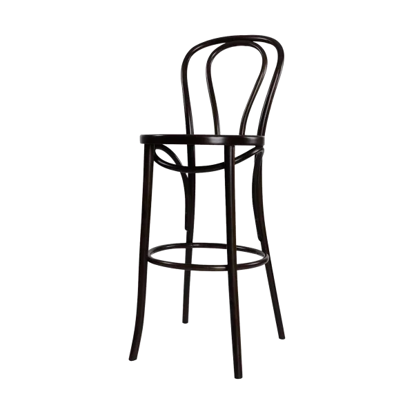 Vienna Thonet No. 18 houten barkruk zwart gebeitst - 75 cm