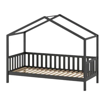 Vipack Dallas Huisbed met Hekje 90 x 200 cm - Antraciet