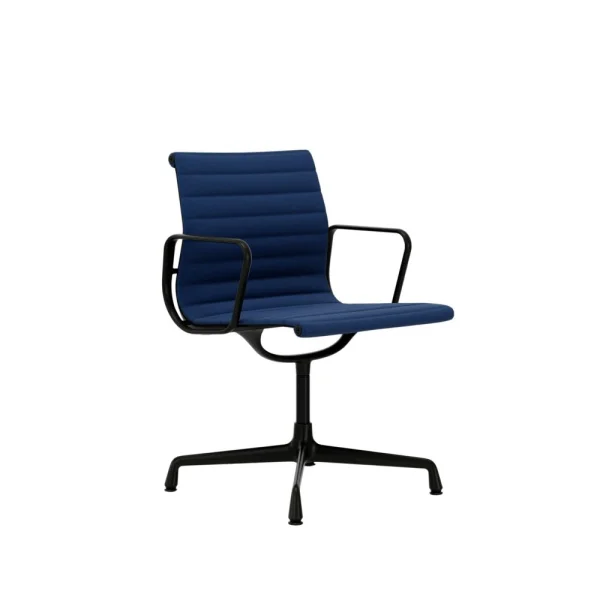 Vitra Aluminium Chair EA 103 - diepzwart - Hopsak - blauw/moorbruin - Glijders voor harde vloer