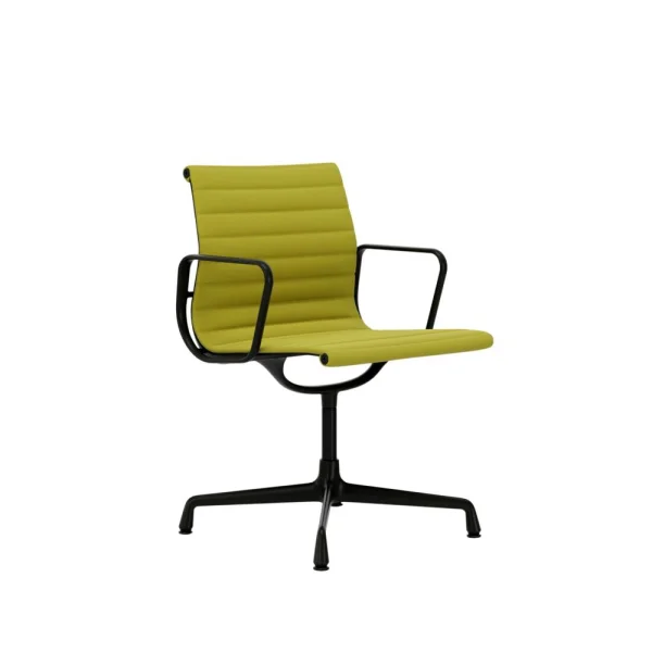 Vitra Aluminium Chair EA 103 - diepzwart - Hopsak - geel/limoengroen - Glijders voor harde vloer