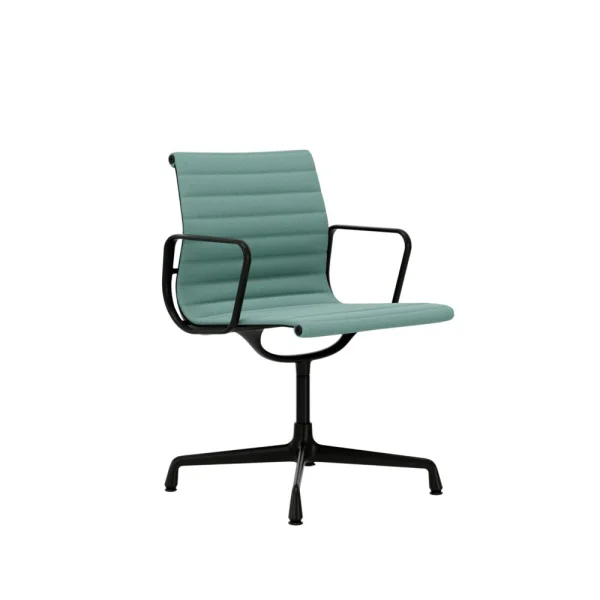 Vitra Aluminium Chair EA 103 - diepzwart - Hopsak - mint/ivoor - Glijders voor harde vloer