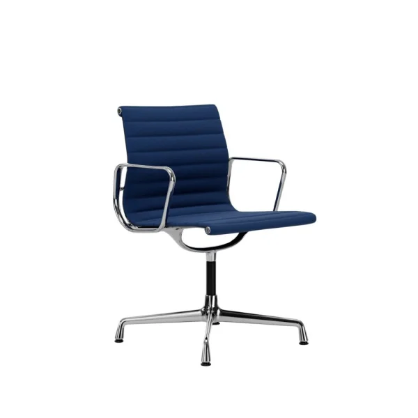 Vitra Aluminium Chair EA 103 - gepolijst - Hopsak - blauw/moorbruin - Glijders voor harde vloer