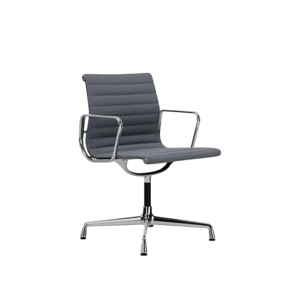 Vitra Aluminium Chair EA 103 - gepolijst - Hopsak - donkerblauw/ivoor - Glijders voor harde vloer