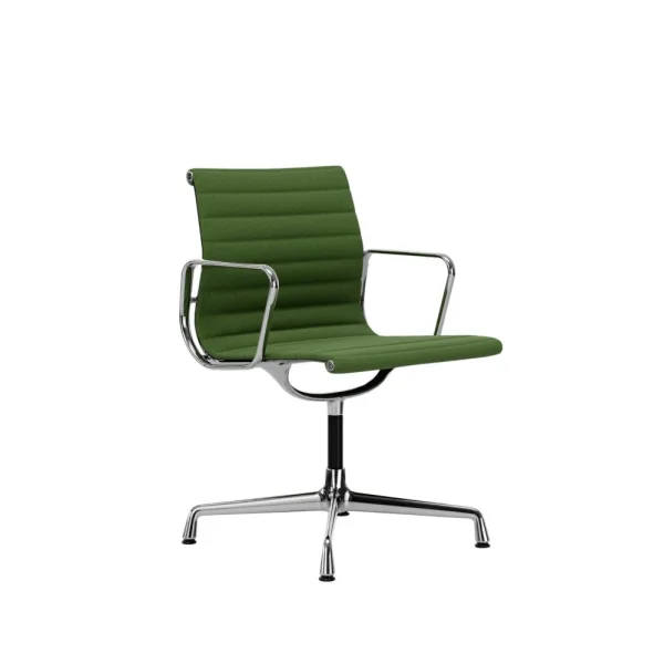 Vitra Aluminium Chair EA 103 - gepolijst - Hopsak - grasgroen/forest - Glijders voor harde vloer