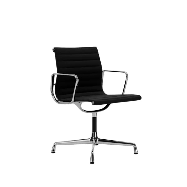 Vitra Aluminium Chair EA 103 - gepolijst - Hopsak - zwart - Glijders voor harde vloer