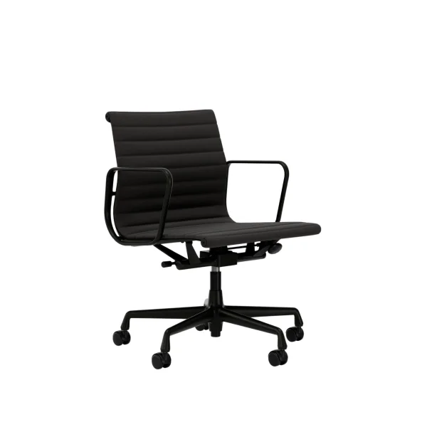 Vitra Aluminium Chair EA 117 - diepzwart - Hopsak - donkergrijs - Wieltjes voor harde bodems