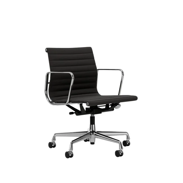 Vitra Aluminium Chair EA 117 - gepolijst - Hopsak - donkergrijs - Wieltjes voor harde bodems