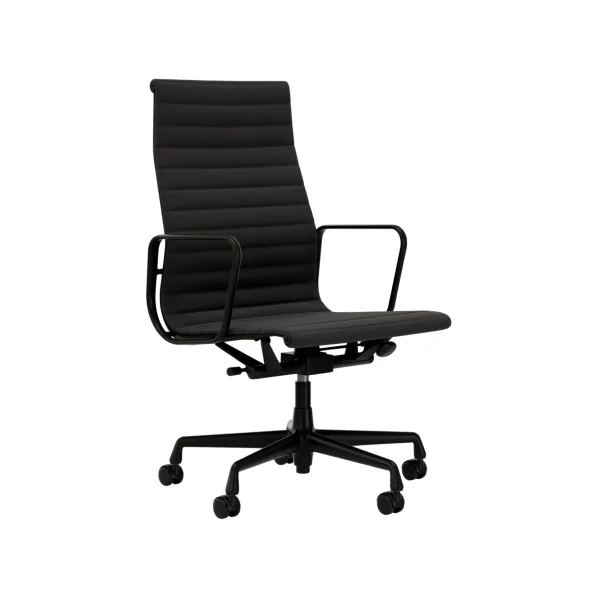 Vitra Aluminium Chair EA 119 - diepzwart - Hopsak - donkergrijs - Wieltjes voor harde bodems