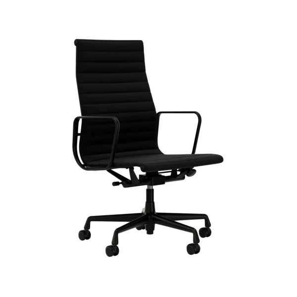 Vitra Aluminium Chair EA 119 - diepzwart - Hopsak - zwart - Wieltjes voor harde bodems