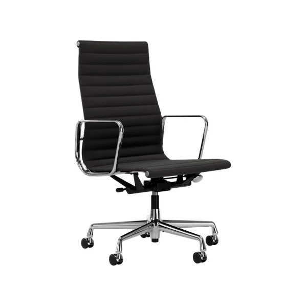 Vitra Aluminium Chair EA 119 - gepolijst - Hopsak - donkergrijs - Wieltjes voor harde bodems