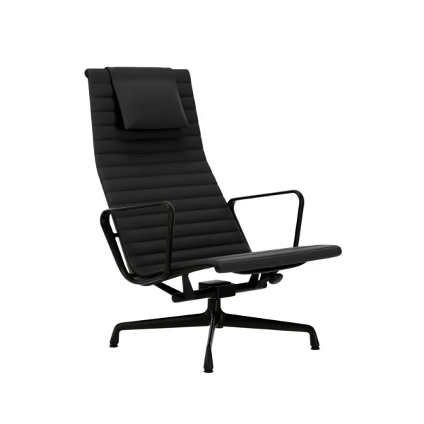 Vitra Aluminium Chair EA 124 - diepzwart - Leder - asfalt