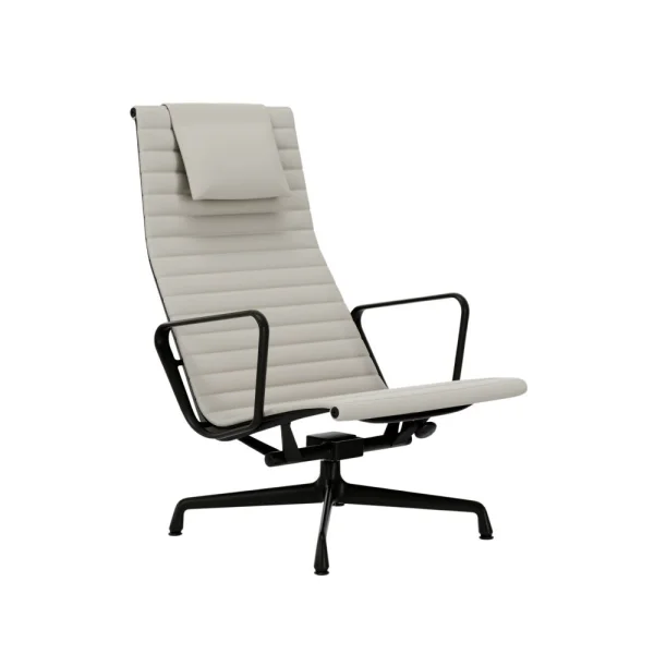 Vitra Aluminium Chair EA 124 - diepzwart - Leder - snow