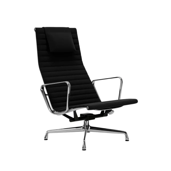 Vitra Aluminium Chair EA 124 - gepolijst - Hopsak - zwart