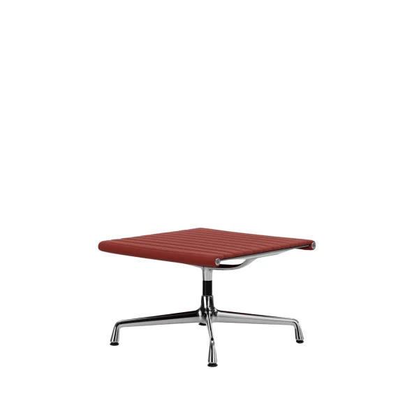 Vitra Aluminium Chair - EA 125 - Kruk - gepolijst - Hopsak - rood/cognac