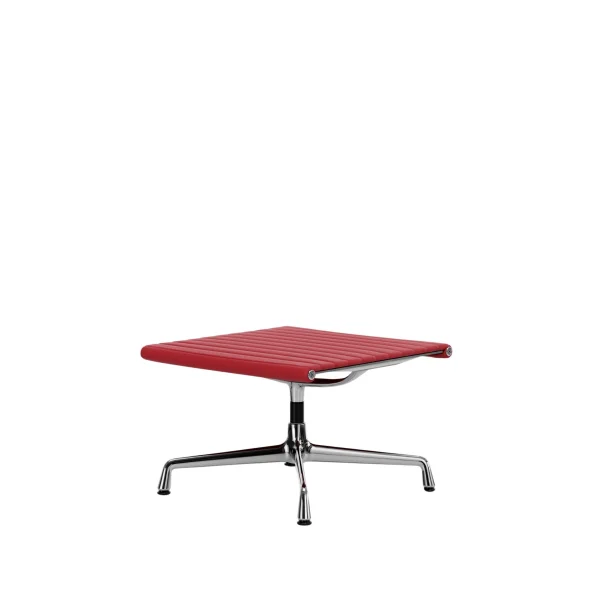 Vitra Aluminium Chair - EA 125 - Kruk - gepolijst - Leder - rood