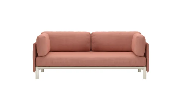 Vitra Anagram 3-zitsbank - zonder decoratiekussen / aanbouwtafel - Hola 04 blush pink - krijt gepoedercoat