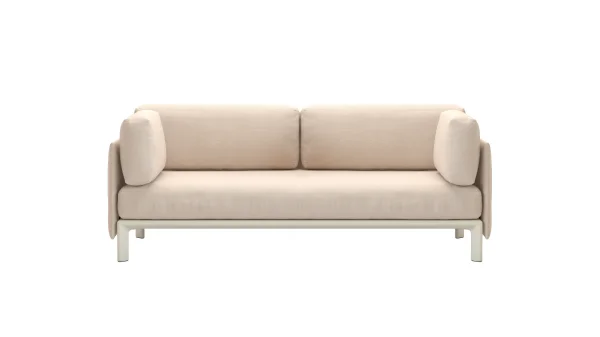 Vitra Anagram 3-zitsbank - zonder decoratiekussen / aanbouwtafel - LaserRE 61 nude/crème - krijt gepoedercoat