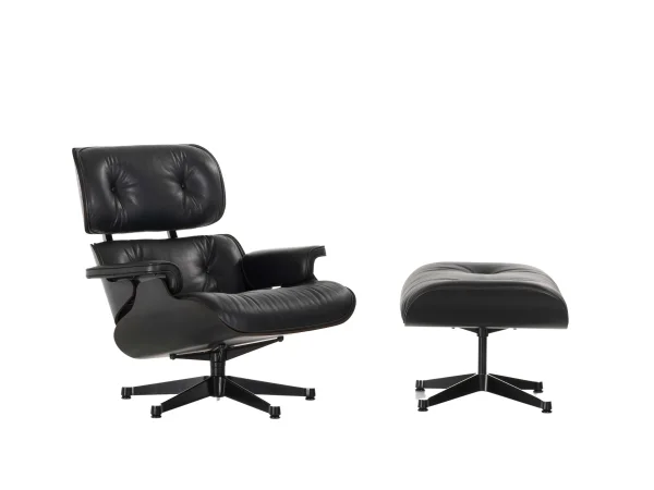 Vitra Black Lounge Chair & Ottoman - klassieke afmetingen - 84 cm