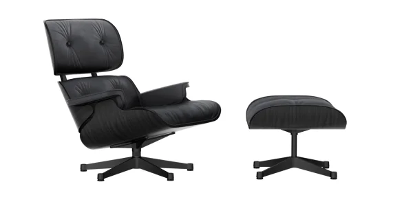 Vitra Black Lounge Chair & Ottoman - nieuwe afmetingen - 89 cm