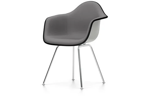 Vitra DAX met volledige stoffering - wit - Hopsak - donkergrijs - Leer wit