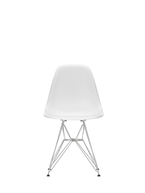 Vitra DSR Eames Plastic Side Chair - verchroomd - katoen wit RE
