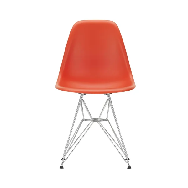 Vitra DSR Eames Plastic Side Chair - verchroomd - poppy red RE