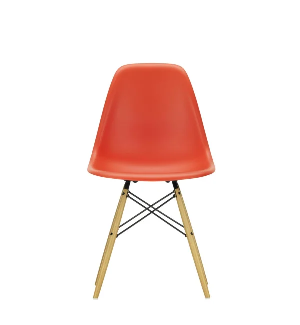 Vitra DSW Eames Plastic Side Chair - gelige esdoorn - poppy red RE