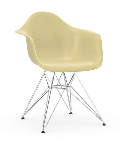 Vitra Eames Fiberglass Chair DAR - Parchment - glanzend chroom