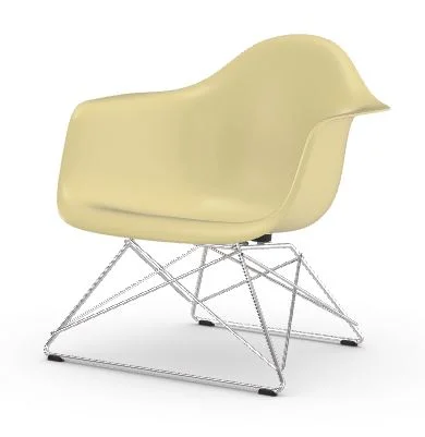 Vitra Eames Fiberglass Chair LAR - Parchment - glanzend chroom