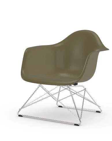 Vitra Eames Fiberglass Chair LAR - Raw Umber - glanzend chroom