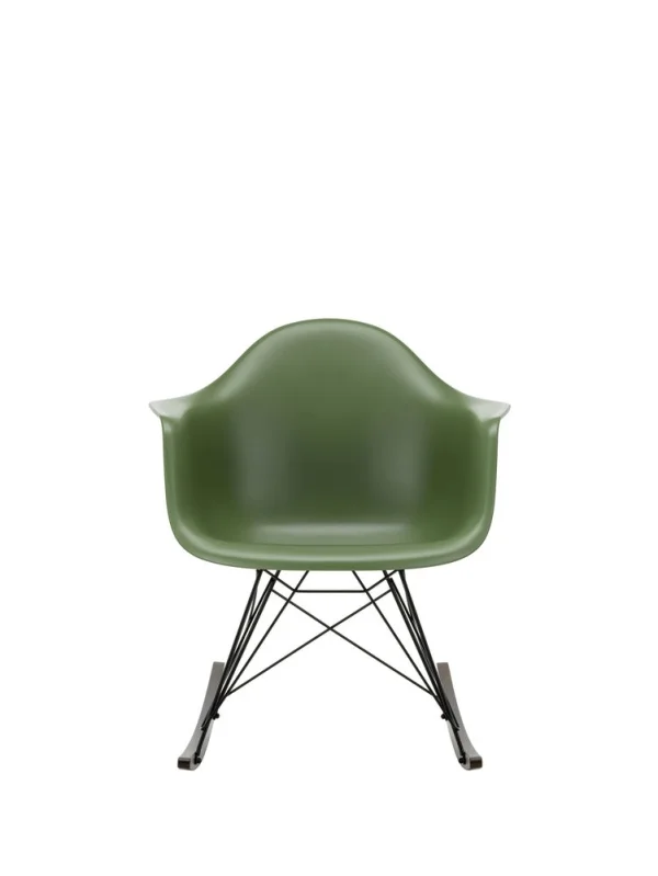 Vitra Eames Plastic Armchair RAR met volledige bekleding - forest RE - verchroomd - Hopsak - donkerblauw/ivoor - Leer wit - Esdoorn donker