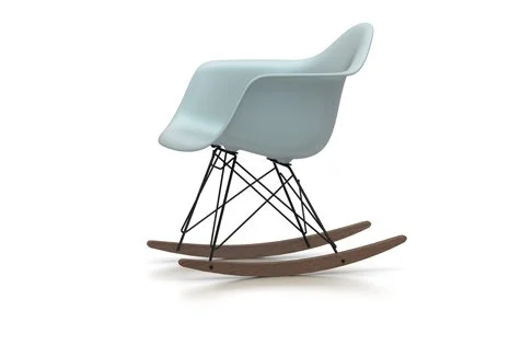 Vitra Eames Plastic Armchair RAR met volledige bekleding - ijsgrijs RE - zwart - Hopsak - donkerblauw/ivoor - Leer wit - Esdoorn donker