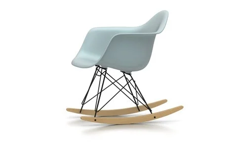 Vitra Eames Plastic Armchair RAR met volledige bekleding - ijsgrijs RE - zwart - Hopsak - donkerblauw/ivoor - Leer wit - Esdoorn geelachtig