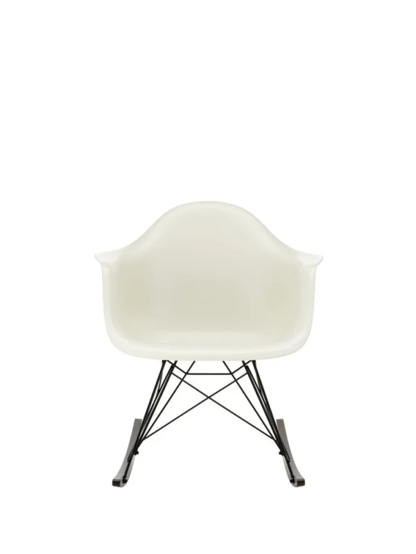 Vitra Eames Plastic Armchair RAR met volledige bekleding - kiezelsteen RE - verchroomd - Hopsak - donkerblauw/ivoor - Leer wit - Esdoorn donker