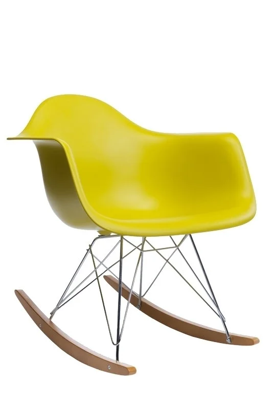 Vitra Eames Plastic Armchair RAR met volledige bekleding - mosterd RE - verchroomd - Hopsak - donkerblauw/ivoor - Leer wit - Esdoorn geelachtig