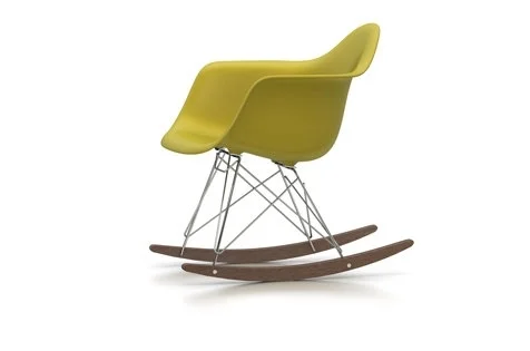 Vitra Eames Plastic Armchair RAR met volledige bekleding - mosterd RE - verchroomd - Hopsak - donkergrijs - Leer zwart - Esdoorn donker