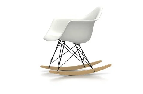 Vitra Eames Plastic Armchair RAR met volledige bekleding - wit - zwart - Hopsak - donkerblauw/ivoor - Leer wit - Esdoorn geelachtig