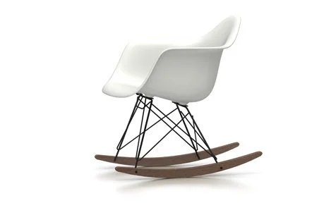 Vitra Eames Plastic Armchair RAR met volledige bekleding - wit - zwart - Hopsak - rood/cognac - Leer wit - Esdoorn donker