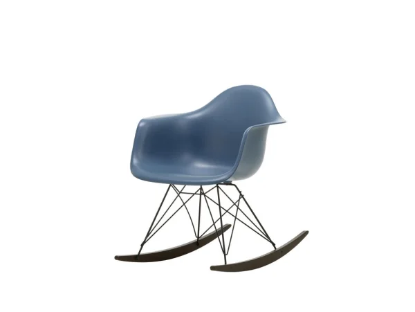 Vitra Eames Plastic Armchair RAR met volledige bekleding - zeeblauw RE - zwart - Hopsak - rood/cognac - Leer zwart - Esdoorn donker