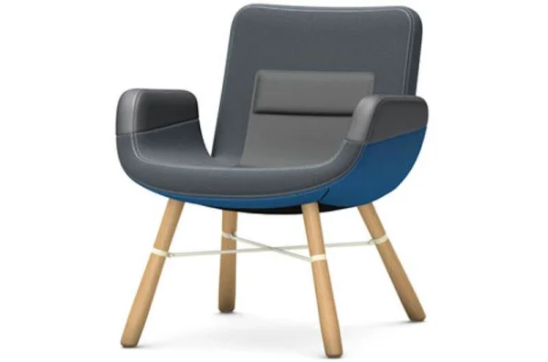 Vitra East River Chair fauteuil - eiken natuur - blauw