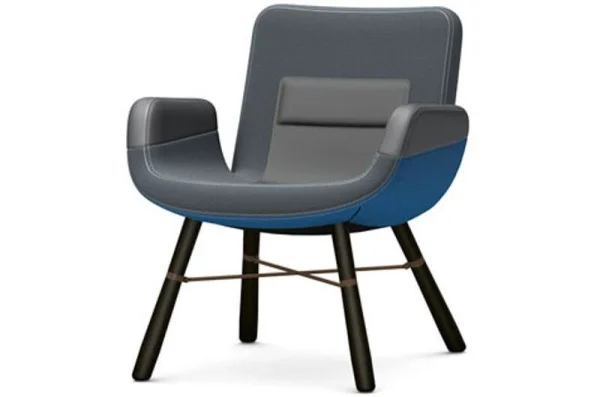 Vitra East River Chair fauteuil - essenhout zwart - blauw