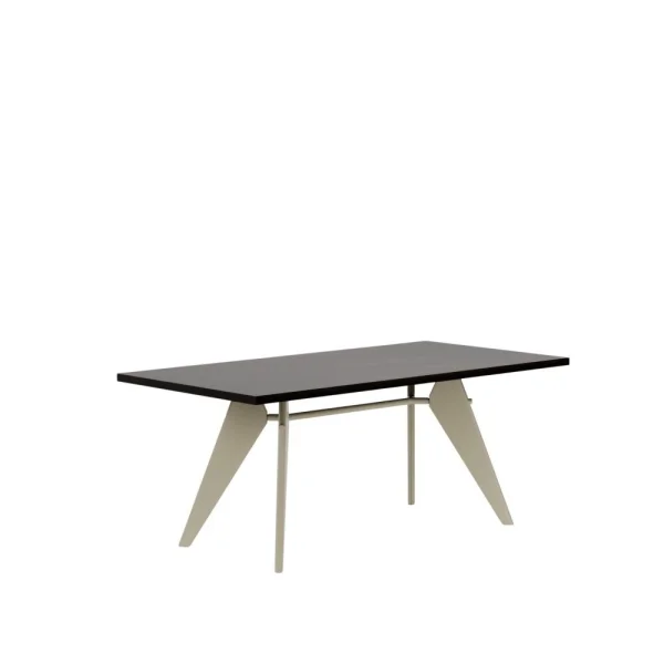 Vitra EM Table - Prouvé Blanc Colombe (écru) - Eiken donker gebeitst massief - 180 cm