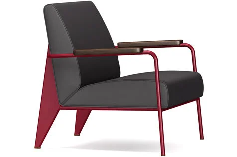 Vitra Fauteuil de Salon - Amerikaans notenhout massief, geolied - japanese red - donkergrijs