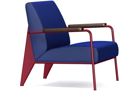 Vitra Fauteuil de Salon - Amerikaans notenhout massief, geolied - japanese red - inktblauw