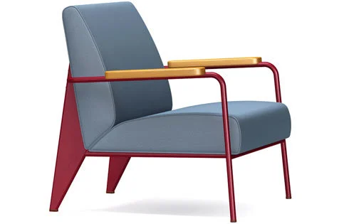 Vitra Fauteuil de Salon - Natuurlijk eiken - japanese red - blauwgrijs